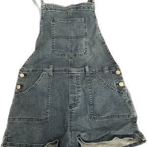 BLUE stretchy jean romper (M/8)